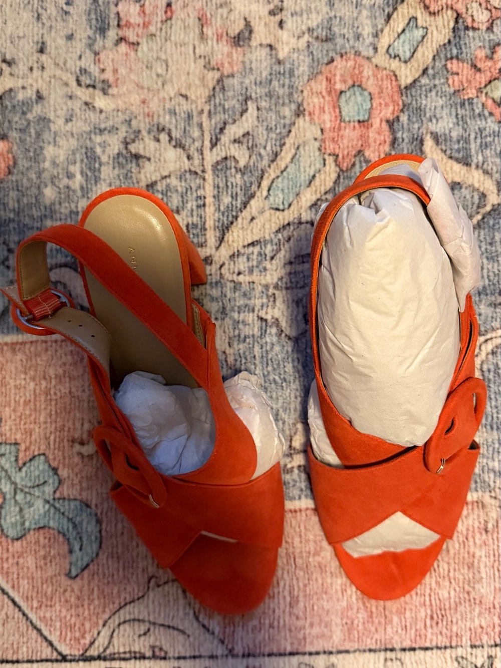 New Ann Taylor Orange Suede Slingback Heels size 9.5